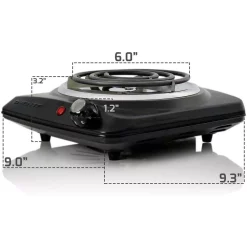 Food Warmers Ovente 1000-Walt (120-Volt) Single Burner 6 In. Hot Plate Black Adjustable Temperature Control -MegaChef Sales Shop black ovente hot plates bgc101b fa 1000