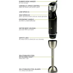 Blenders Ovente 6-Speed Black Immersion Blender -MegaChef Sales Shop black ovente immersion blenders hs690b 66 1000