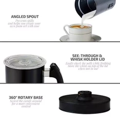 Coffee Makers Ovente 8 Oz. Black Automatic Electric Milk Frother And Steamer Hot Or Cold Froth Functionality Foam Maker And Warmer 10 Coffee Makers Ovente 8 Oz. Black Automatic Electric Milk Frother And Steamer Hot Or Cold Froth Functionality Foam Maker And Warmer -MegaChef Sales Shop black ovente milk frothers fr3608b 1f 1000