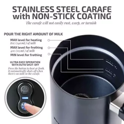 Coffee Makers Ovente 8 Oz. Black Automatic Electric Milk Frother And Steamer Hot Or Cold Froth Functionality Foam Maker And Warmer 9 Coffee Makers Ovente 8 Oz. Black Automatic Electric Milk Frother And Steamer Hot Or Cold Froth Functionality Foam Maker And Warmer -MegaChef Sales Shop black ovente milk frothers fr3608b 4f 1000