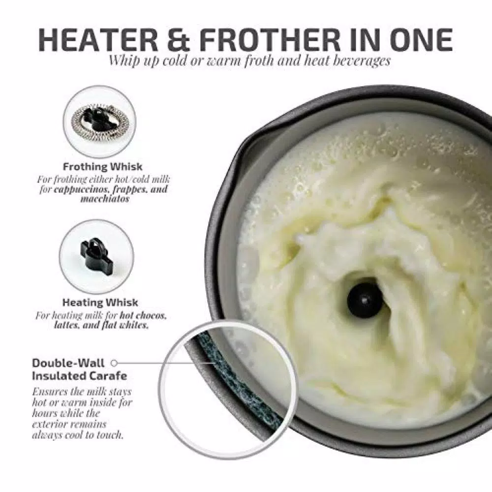 Coffee Makers Ovente 8 Oz. Black Automatic Electric Milk Frother And Steamer Hot Or Cold Froth Functionality Foam Maker And Warmer 2 Coffee Makers Ovente 8 Oz. Black Automatic Electric Milk Frother And Steamer Hot Or Cold Froth Functionality Foam Maker And Warmer - Image 2