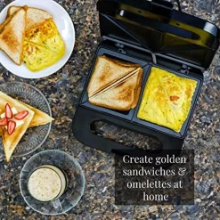 Electric Skillets & Indoor Grills Ovente 2-Slice Electric Sandwich Maker Non Stick Grill, Black (GPS401B) -MegaChef Sales Shop black ovente panini presses gps401b 31 1000