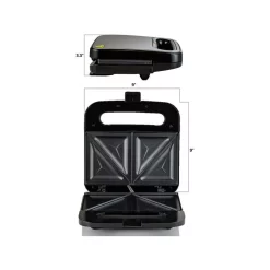 Electric Skillets & Indoor Grills Ovente 2-Slice Electric Sandwich Maker Non Stick Grill, Black (GPS401B) -MegaChef Sales Shop black ovente panini presses gps401b 44 1000