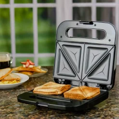Electric Skillets & Indoor Grills Ovente 2-Slice Electric Sandwich Maker Non Stick Grill, Black (GPS401B) -MegaChef Sales Shop black ovente panini presses gps401b fa 1000
