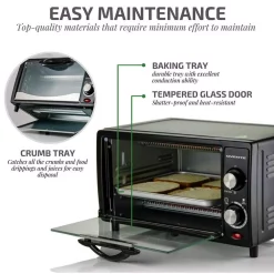 Toasters Ovente 800-Watts Electric Black Toaster Oven 3 Cooking Modes 30 Min Timer Crumb Tray, Tempered Glass Door -MegaChef Sales Shop black ovente toaster ovens to5810b 1f 1000