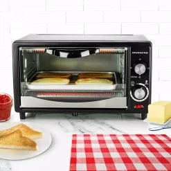 Toasters Ovente 800-Watts Electric Black Toaster Oven 3 Cooking Modes 30 Min Timer Crumb Tray, Tempered Glass Door -MegaChef Sales Shop black ovente toaster ovens to5810b 44 1000