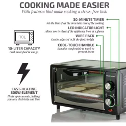 Toasters Ovente 800-Watts Electric Black Toaster Oven 3 Cooking Modes 30 Min Timer Crumb Tray, Tempered Glass Door -MegaChef Sales Shop black ovente toaster ovens to5810b 4f 1000