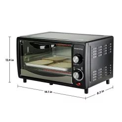 Toasters Ovente 800-Watts Electric Black Toaster Oven 3 Cooking Modes 30 Min Timer Crumb Tray, Tempered Glass Door -MegaChef Sales Shop black ovente toaster ovens to5810b fa 1000