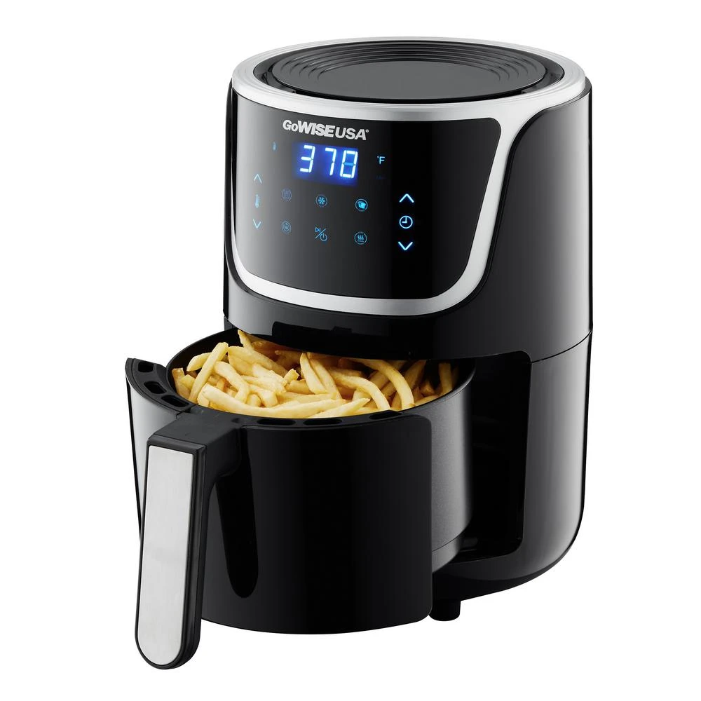 Air Fryers GoWISE USA 1. 7- Qt. , 2.0 Qt. Max Black/Silver Electric Mini Air Fryer With Digital Touchscreen + Recipe Book 5 Air Fryers GoWISE USA 1. 7- Qt. , 2.0 Qt. Max Black/Silver Electric Mini Air Fryer With Digital Touchscreen + Recipe Book - Image 5