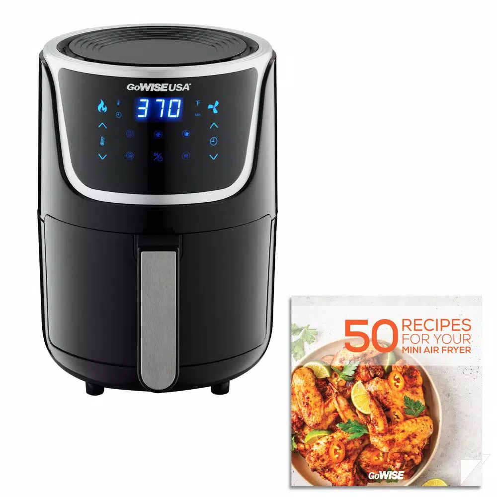 Air Fryers GoWISE USA 1. 7- Qt. , 2.0 Qt. Max Black/Silver Electric Mini Air Fryer With Digital Touchscreen + Recipe Book 1 Air Fryers GoWISE USA 1. 7- Qt. , 2.0 Qt. Max Black/Silver Electric Mini Air Fryer With Digital Touchscreen + Recipe Book