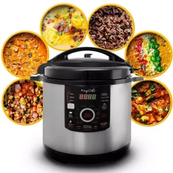 Cookers MegaChef 12 Qt. Black And Silver Electric Pressure Cooker With Automatic Shut-Off And Keep Warm Setting -MegaChef Sales Shop black silver megachef electric pressure cookers 985110831m 76 1000