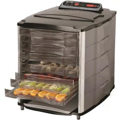 Food Processing Weston 10-Tray Black And Silver Food Dehydrator With Temperature Display 7 Food Processing Weston 10-Tray Black And Silver Food Dehydrator With Temperature Display -MegaChef Sales Shop black silver weston dehydrators 28 1001 w 1f 1000