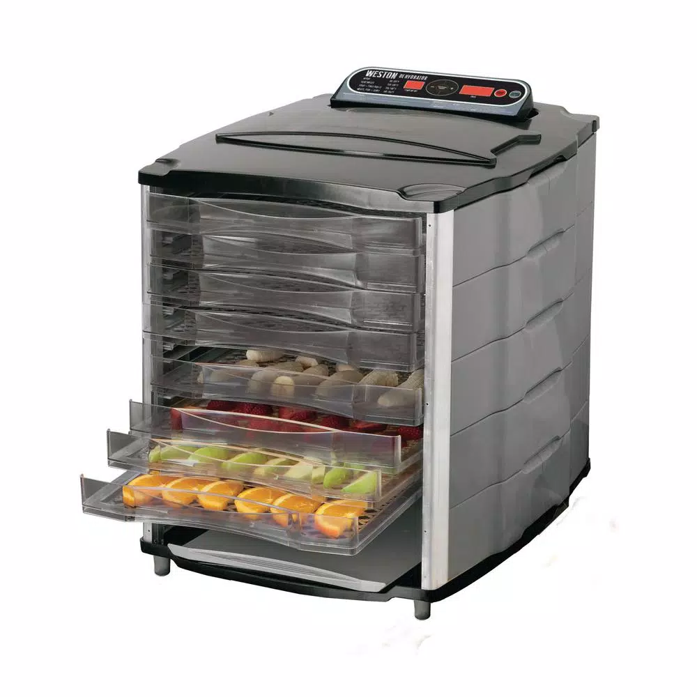 Food Processing Weston 10-Tray Black And Silver Food Dehydrator With Temperature Display 1 Food Processing Weston 10-Tray Black And Silver Food Dehydrator With Temperature Display