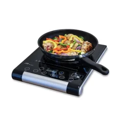 Food Warmers SPT Single Burner 15 In. Black Radiant Hot Plate With Temperature Control -MegaChef Sales Shop black spt hot plates rr 9215 31 1000