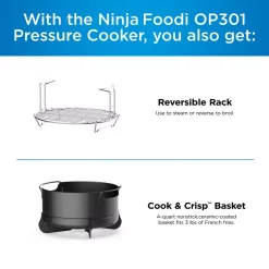 Cookers NINJA Foodi 6.5 Qt. Black Stainless Electric Pressure Cooker With Tender Crisp Technology -MegaChef Sales Shop black stainless ninja electric pressure cookers op301 4f 1000