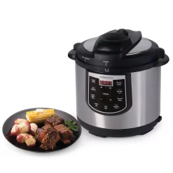Cookers Presto 6 Qt. Black Stainless Steel Electric Pressure Cooker With Built-In Timer -MegaChef Sales Shop black stainless presto electric pressure cookers 02141 44 1000