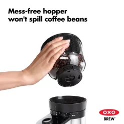 Coffee Makers OXO 12 Oz. Black Stainless Steel Burr Coffee Grinder With Integrated Scale -MegaChef Sales Shop black stainless steel oxo coffee grinders 8710200 1d 1000