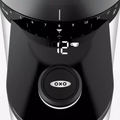 Coffee Makers OXO 12 Oz. Black Stainless Steel Burr Coffee Grinder With Integrated Scale -MegaChef Sales Shop black stainless steel oxo coffee grinders 8710200 44 1000