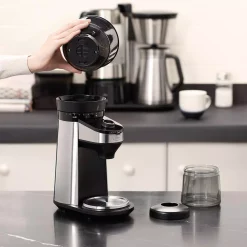 Coffee Makers OXO 12 Oz. Black Stainless Steel Burr Coffee Grinder With Integrated Scale -MegaChef Sales Shop black stainless steel oxo coffee grinders 8710200 4f 1000