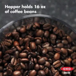 Coffee Makers OXO 12 Oz. Black Stainless Steel Burr Coffee Grinder With Integrated Scale -MegaChef Sales Shop black stainless steel oxo coffee grinders 8710200 77 1000