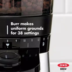 Coffee Makers OXO 12 Oz. Black Stainless Steel Burr Coffee Grinder With Integrated Scale -MegaChef Sales Shop black stainless steel oxo coffee grinders 8710200 a0 1000