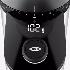 Coffee Makers OXO 12 Oz. Black Stainless Steel Burr Coffee Grinder With Integrated Scale -MegaChef Sales Shop black stainless steel oxo coffee grinders 8710200 fa 1000