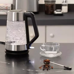 Electric Kettles OXO 7.4-Cup Black Stainless Steel Cordless Electric Kettle With Automatic Shut-off -MegaChef Sales Shop black stainless steel oxo electric kettles 8710300 fa 1000