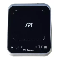 Food Warmers SPT 1650-Watts 8 In. Single Burner Induction Cooker (Silver/Black) With 3.5L Induction Ready Pot W/ Glass Lid