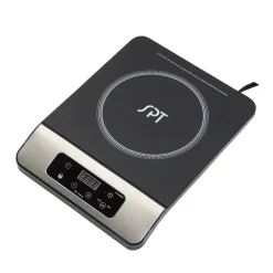 Food Warmers SPT 1650-Watts 8 In. Single Burner Induction Cooker (Silver/Black) With 3.5L Induction Ready Stainless Steel Pot W/Glass Lid -MegaChef Sales Shop black stainless steel spt hot plates sr 1885ss 42b c3 1000