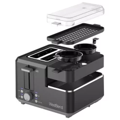 Toasters West Bend Breakfast Station 2-Slice Black Wide Slot Toaster With Removable Crumb Tray -MegaChef Sales Shop black west bend pop up toasters 78500 44 1000