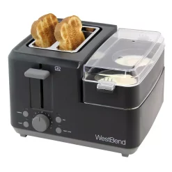 Toasters West Bend Breakfast Station 2-Slice Black Wide Slot Toaster With Removable Crumb Tray -MegaChef Sales Shop black west bend pop up toasters 78500 c3 1000