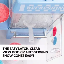 Dessert Makers Nostalgia Vintage 160 Oz. Snow Cone Maker In Blue With Reusable Cones -MegaChef Sales Shop blue nostalgia snow cone machines scm525bl 44 1000
