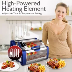 Toasters NutriChef White Digital Countertop Rotisserie & Grill Oven Rotating Kitchen Cooker In Blue -MegaChef Sales Shop blue nutrichef toaster ovens pkrtvg65bl 44 1000