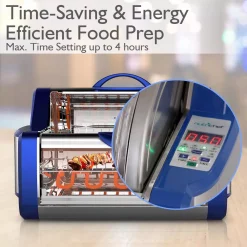 Toasters NutriChef White Digital Countertop Rotisserie & Grill Oven Rotating Kitchen Cooker In Blue -MegaChef Sales Shop blue nutrichef toaster ovens pkrtvg65bl 4f 1000