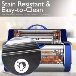 Toasters NutriChef White Digital Countertop Rotisserie & Grill Oven Rotating Kitchen Cooker In Blue -MegaChef Sales Shop blue nutrichef toaster ovens pkrtvg65bl fa 1000