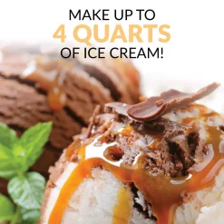 Dessert Makers Nostalgia 4 Qt. In Brown Electric Double Flavor Ice Cream Maker -MegaChef Sales Shop brown nostalgia ice cream makers icmw200dbl 4f 1000