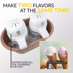 Dessert Makers Nostalgia 4 Qt. Brown Double Flavor Ice Cream Maker -MegaChef Sales Shop brown nostalgia ice cream makers picm2dbl fa 1000