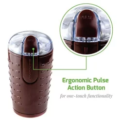 Coffee Makers Ovente 2.5 Oz. Brown One-Touch Electric Coffee Grinder With Transparent Easy Open Lid And Stainless Steel Blades -MegaChef Sales Shop brown ovente coffee grinders cg225br 1f 1000
