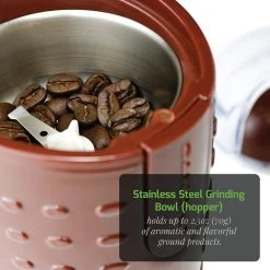 Coffee Makers Ovente 2.5 Oz. Brown One-Touch Electric Coffee Grinder With Transparent Easy Open Lid And Stainless Steel Blades -MegaChef Sales Shop brown ovente coffee grinders cg225br 77 1000