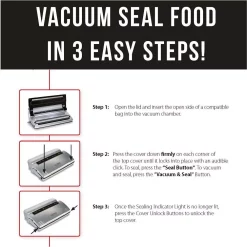 Food Processing CASO VC 200 Brushed Black Stainless Steel Food Vacuum Sealer 18 Food Processing CASO VC 200 Brushed Black Stainless Steel Food Vacuum Sealer -MegaChef Sales Shop brushed stainless black caso food vacuum sealers 11390 76 1000