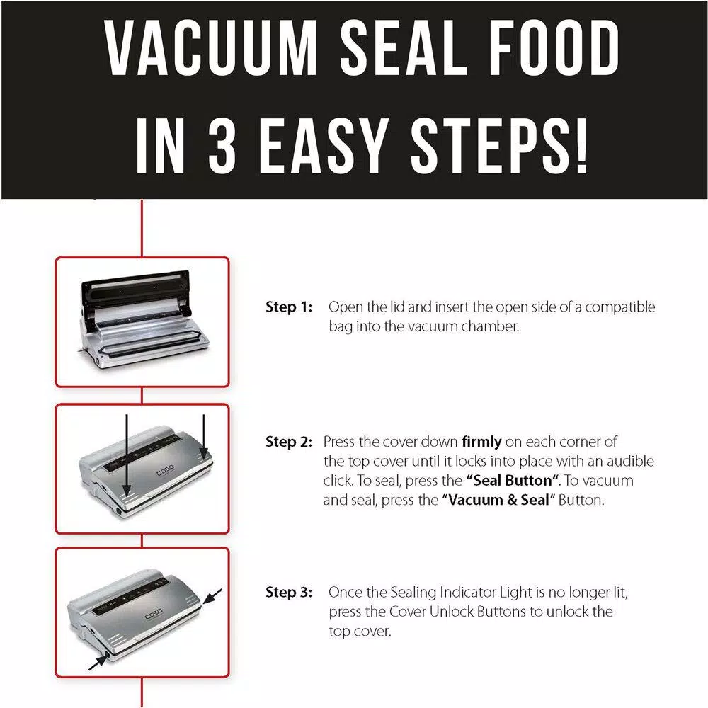 Food Processing CASO VC 200 Brushed Black Stainless Steel Food Vacuum Sealer 9 Food Processing CASO VC 200 Brushed Black Stainless Steel Food Vacuum Sealer - Image 9