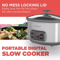 Cookers BLACK+DECKER 7 Qt. Brushed Stainless Steel Programmable Slow Cooker -MegaChef Sales Shop brushed stainless steel black decker slow cookers scd1007 31 1000