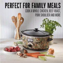 Cookers Weston Realtree Edge 5 Qt. Camouflage Slow Cooker With Lid Strap -MegaChef Sales Shop camouflage weston slow cookers 03 2100 re 4f 1000