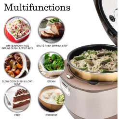 Cookers AROMA 5 Qt. Champagne Electric Multi-Cooker With Ceramic Pot -MegaChef Sales Shop champagne aroma multi cookers mtc 8010 1f 1000
