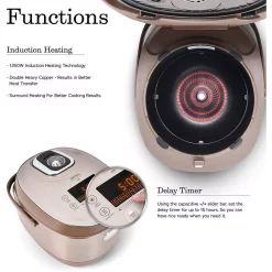 Cookers AROMA 5 Qt. Champagne Electric Multi-Cooker With Ceramic Pot -MegaChef Sales Shop champagne aroma multi cookers mtc 8010 44 1000