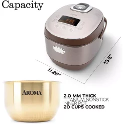 Cookers AROMA 5 Qt. Champagne Electric Multi-Cooker With Ceramic Pot -MegaChef Sales Shop champagne aroma multi cookers mtc 8010 4f 1000