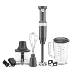 Blenders KitchenAid Cordless Variable Speed Charcoal Grey Hand Blender With Chopper And Whisk Attachment -MegaChef Sales Shop charcoal grey kitchenaid immersion blenders khbbv83dg 4f 1000