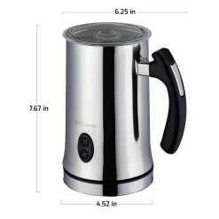 Coffee Makers Ovente 1.25-Cup Chrome Electric Double Wall Stainless Steel Milk Frother, Frothing & Heating Whisks, Espresso Machine Latte -MegaChef Sales Shop chrome ovente espresso machines fr4810ch 76 1000