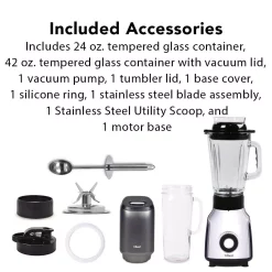 Blenders Tribest Glass 42 Oz. 4-Speed Chrome Personal Blender With Vacuum -MegaChef Sales Shop chrome tribest countertop blenders pbg 5001 a 76 1000