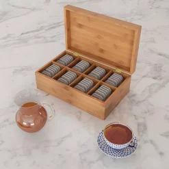 Coffee Makers Classic Cuisine 8-Compartment Bamboo Tea Box Storage Organizer -MegaChef Sales Shop classic cuisine coffee accessories hw0500063 31 1000